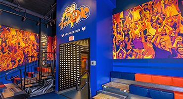 View of the bleacher seating area at theZone