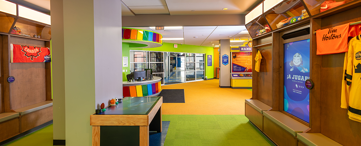 Interior view of the Locker Room activity at theZone