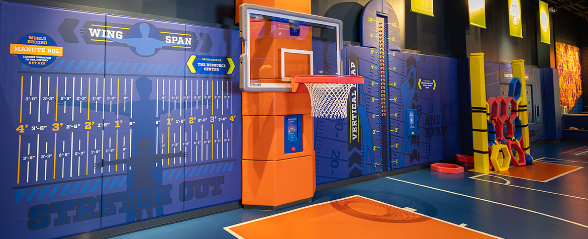 View of the Oversized Hoop activity and surrounding activities at theZone
