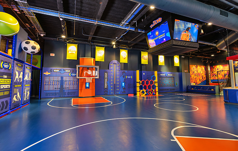 View of many activities inside the Zone interior play space