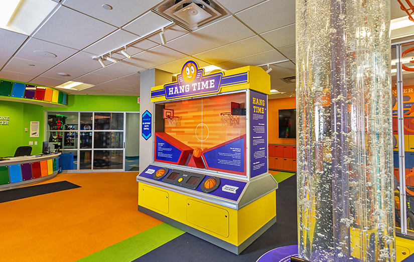 View of the Hangtime activity in the lobby of the Zone