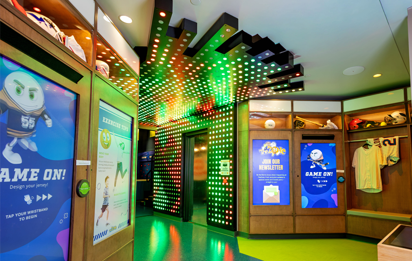 Interior of the locker room and tunnel experience at the Zone